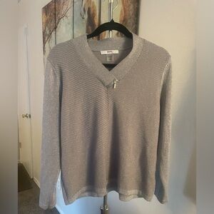 Alia Petite  Sz M Silver Sparkle Top